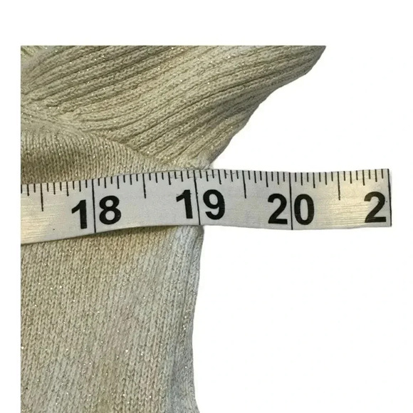 Jones New York Medium Signature Gold‎ Cream Cowl Neck Drawstring Sweater - Picture 6 of 8